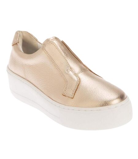 Womens/ladies ethoss leather platform trainers gold Dune London