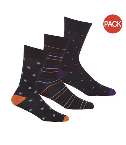 Chaussettes stripes & spots homme bleu marine / orange Pandastick