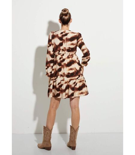 Robe volantée col V manches resserrées