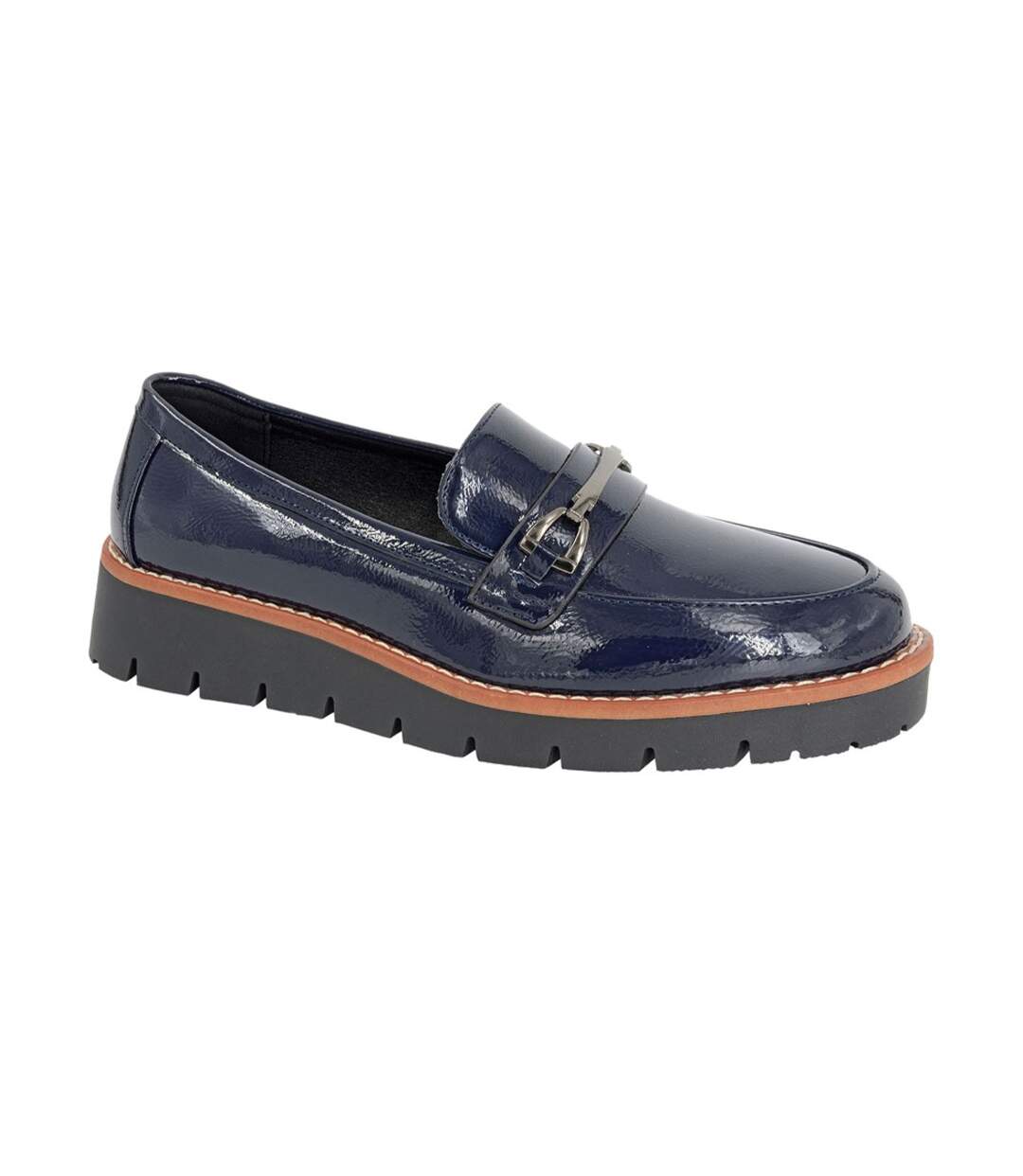 Womens/ladies Miranda Saddle Trim Court Shoes Navy Cipriata-3