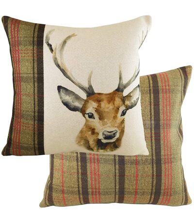 Evans Lichfield Hunter Stag Throw Pillow Cover (Green/Brown/Red) (43cm x 43cm) - UTRV1882