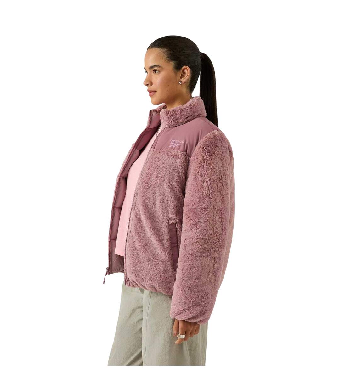 Womens/ladies Reversible Puffer Jacket Dusty Rose Reebok-1