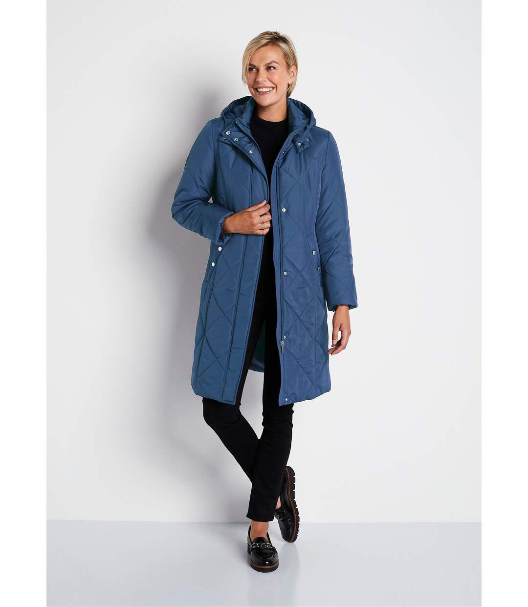 Manteau hiver long matelassé à capuche-1