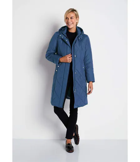 Manteau hiver long matelassé à capuche