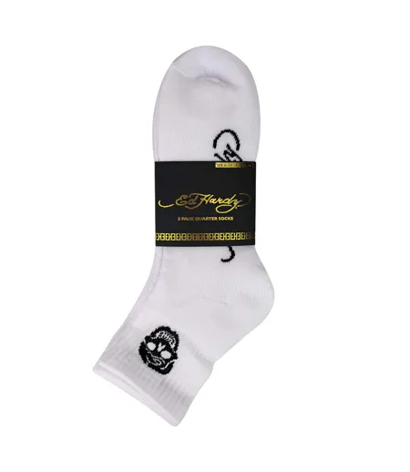 3 Pairs Men White Quarter Crew Lightweight Socks