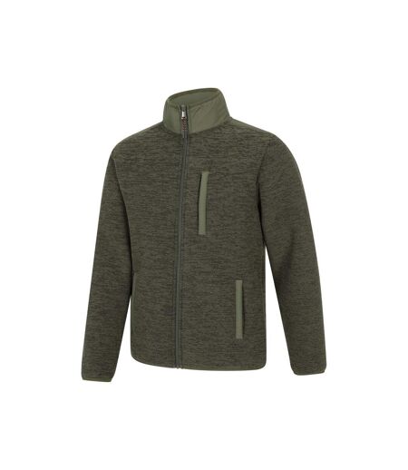 Mens Hayfield Faux Fur Lined Full Zip Fleece Top Khaki Green Mountain Warehouse