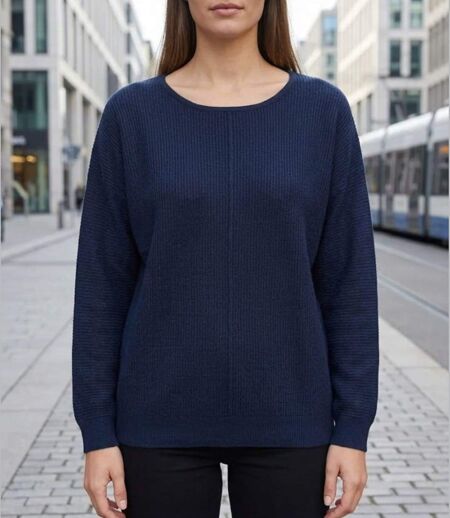 Pull Femme MAYFLOWER CANON2 Bleu Marine – Maille Fine et Douceur Soyeuse