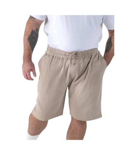 Mens Mitchell 3 D555 Stretch Plain Elasticated Waist Kingsize Shorts Stone Duke