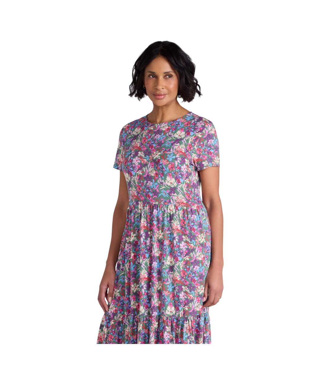 Womens/ladies Sardinia Floral Uv Tiered Dress Multicoloured Mountain Warehouse-3