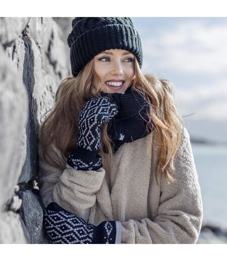 Ladies Winter Fleece Lined Cable Knit Thermal Snood Infinity Scarf