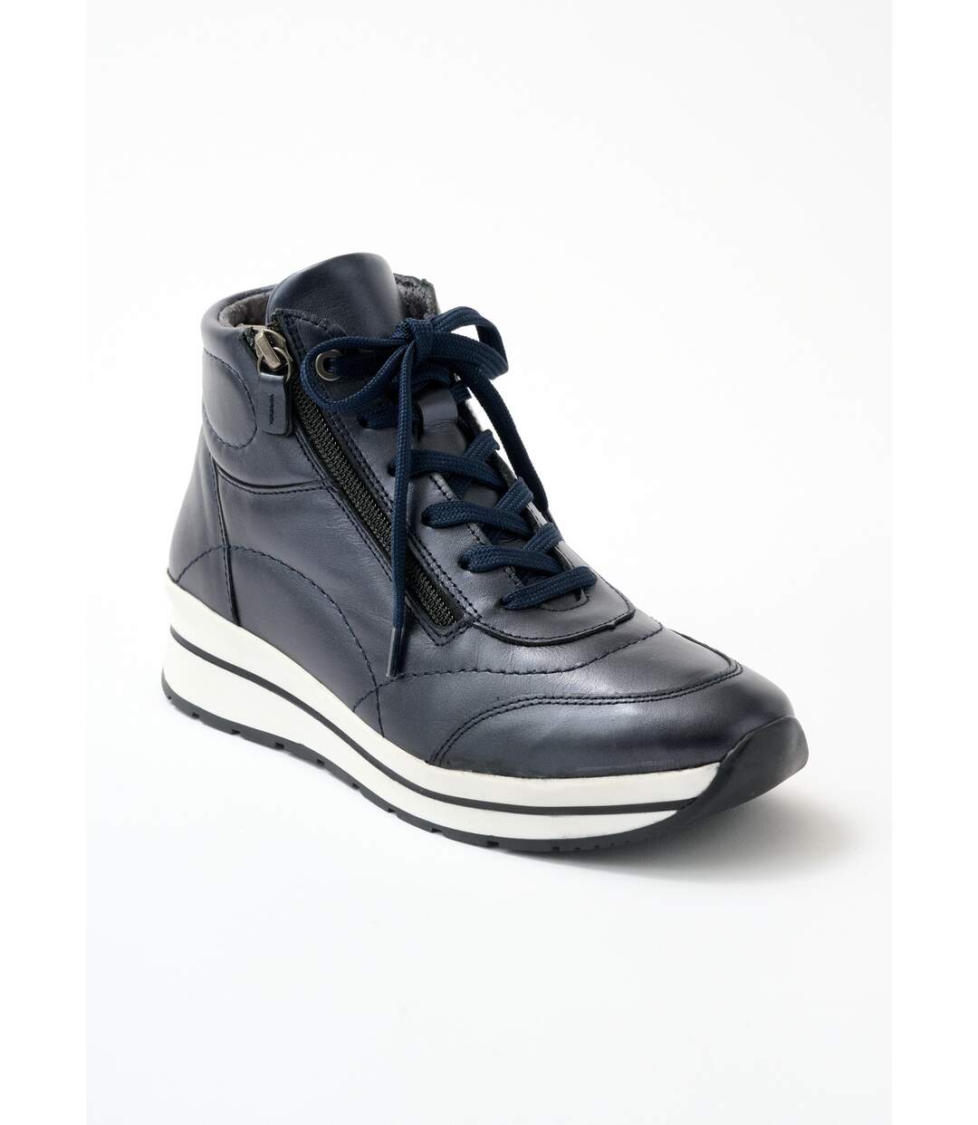 Baskets montantes largeur confort cuir-1