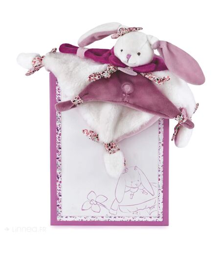 Doudou plat lapin 27 cm collection LAPIN CERISE rose