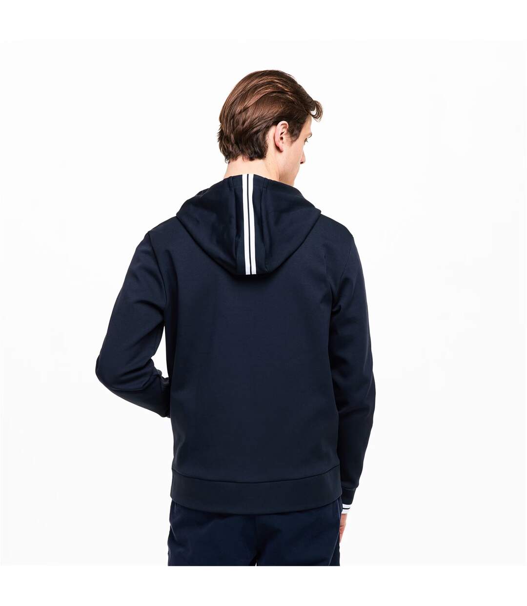 Mens Stretch Sport Full Zip Hoodie Dark Blue Boss-4