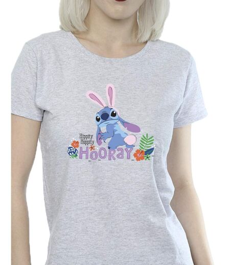 Disney T-shirt en coton Femmes/Ladies Lilo & Stitch Hippity Hop Stitch (Gris sportif) - UTBI25899