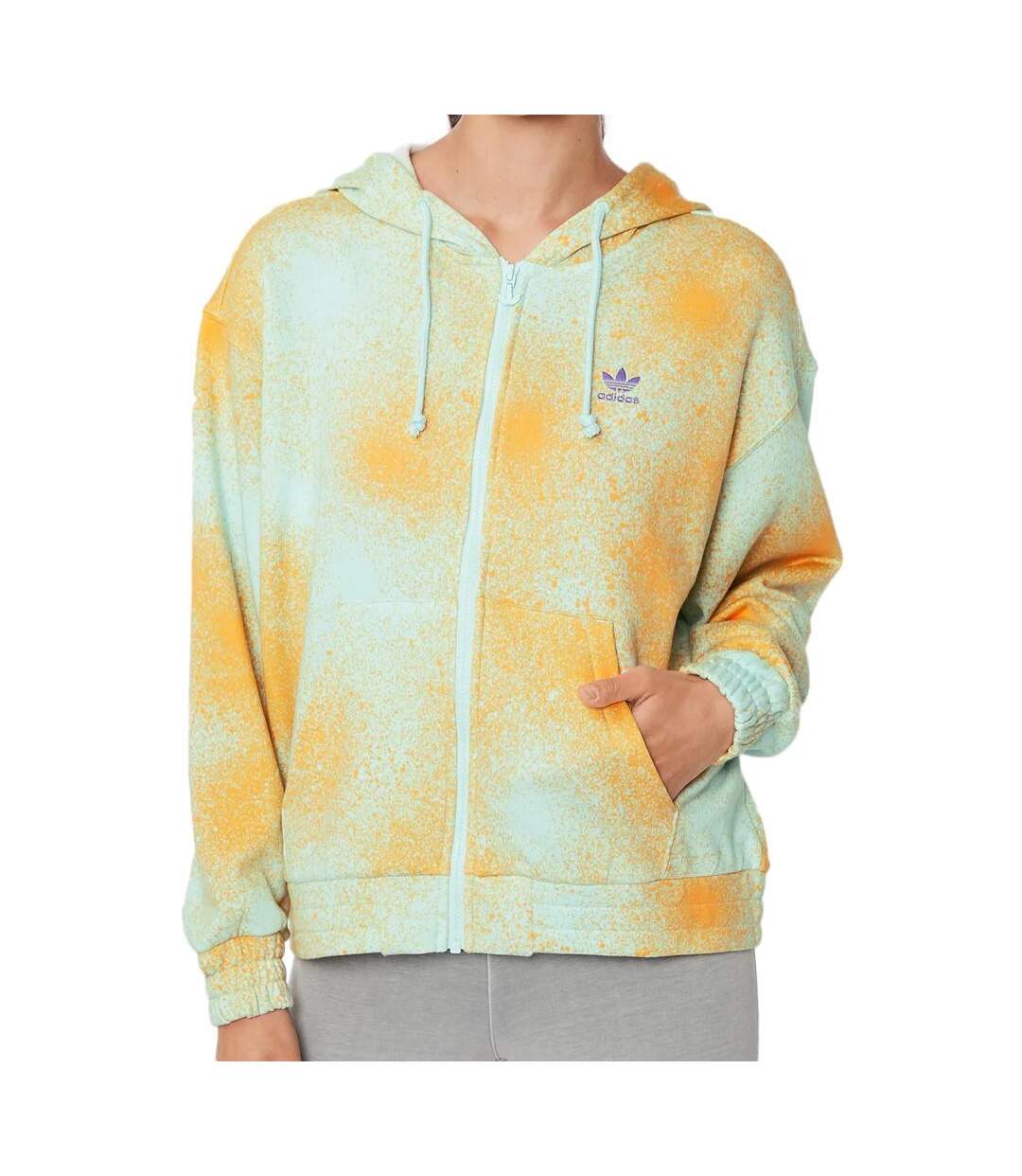 Sweat Zippé Bleu/Orange Femme Adidas Relaxed - 34-1