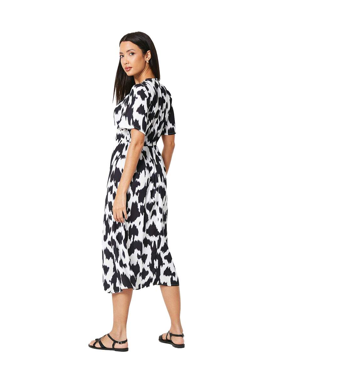 Womens/ladies dalmatian print volume midi dress monochrome Principles-2