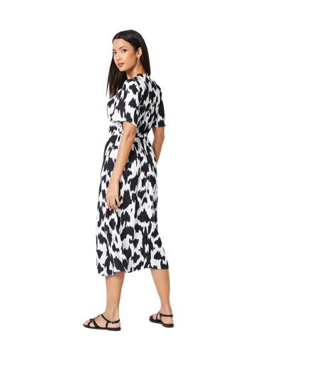 Womens/ladies dalmatian print volume midi dress monochrome Principles