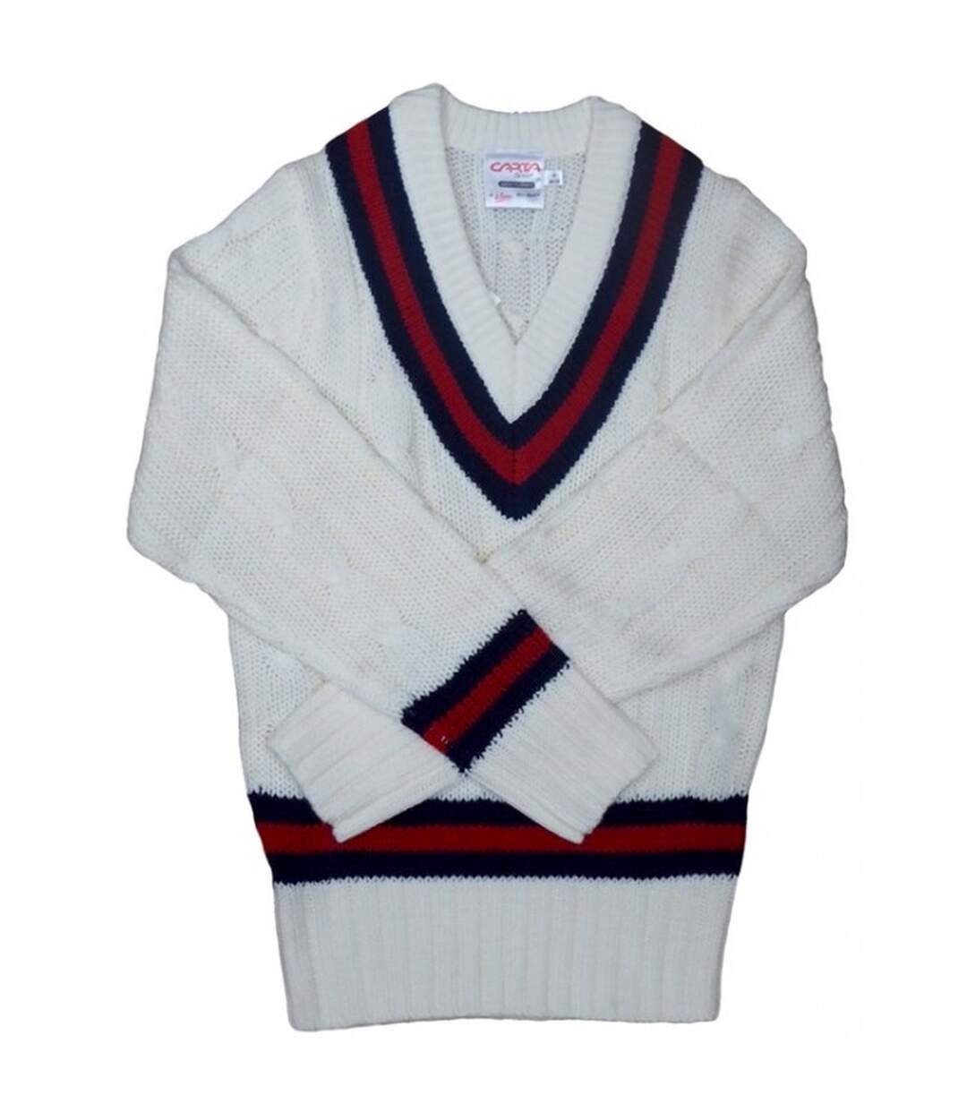 Pull homme blanc / bleu marine / rouge Carta Sport-1