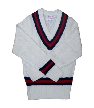 Carta Sport Mens Cricket Sweater (White/Navy/Red) - UTCS481