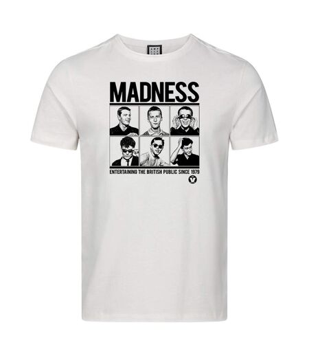 T-shirt Motif/style Madness Entertaining The British Public Adulte Vieux Blanc Amplified