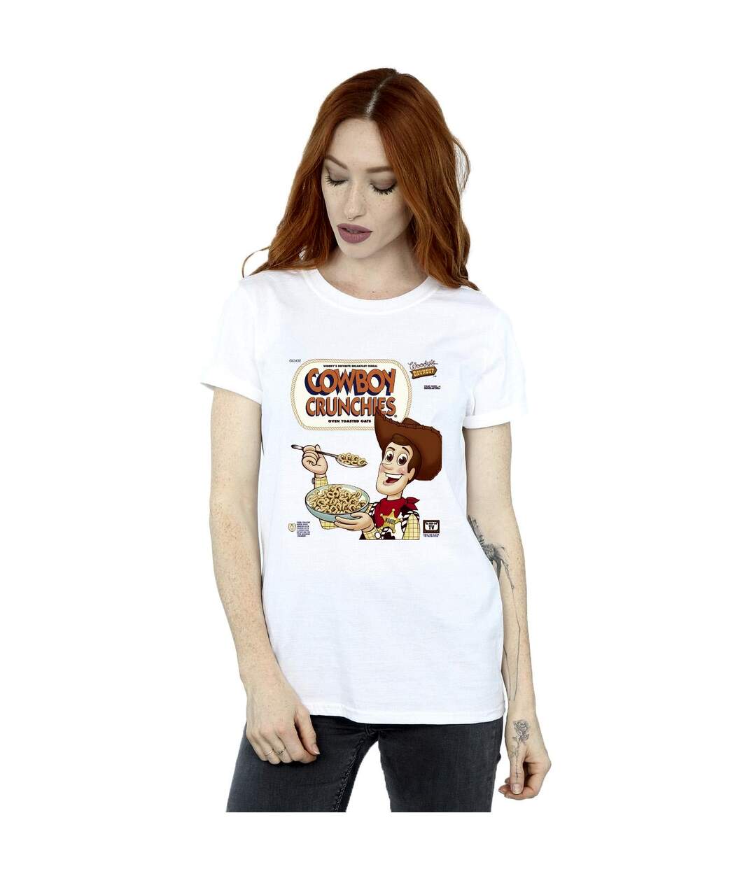 Disney Womens/Ladies Toy Story Woody Cowboy Crunchies Cotton Boyfriend T-Shirt (Blanc) - UTBI47074-2
