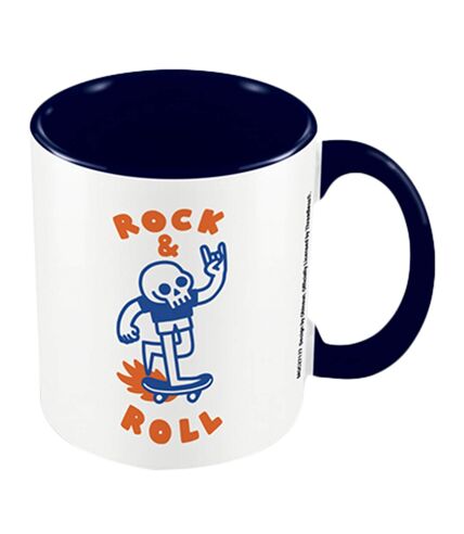Obinsun - Mug ROCK & ROLL (Bleu foncé / Blanc / Orange) (12 cm x 10,5 cm x 8,7 cm) - UTPM4031