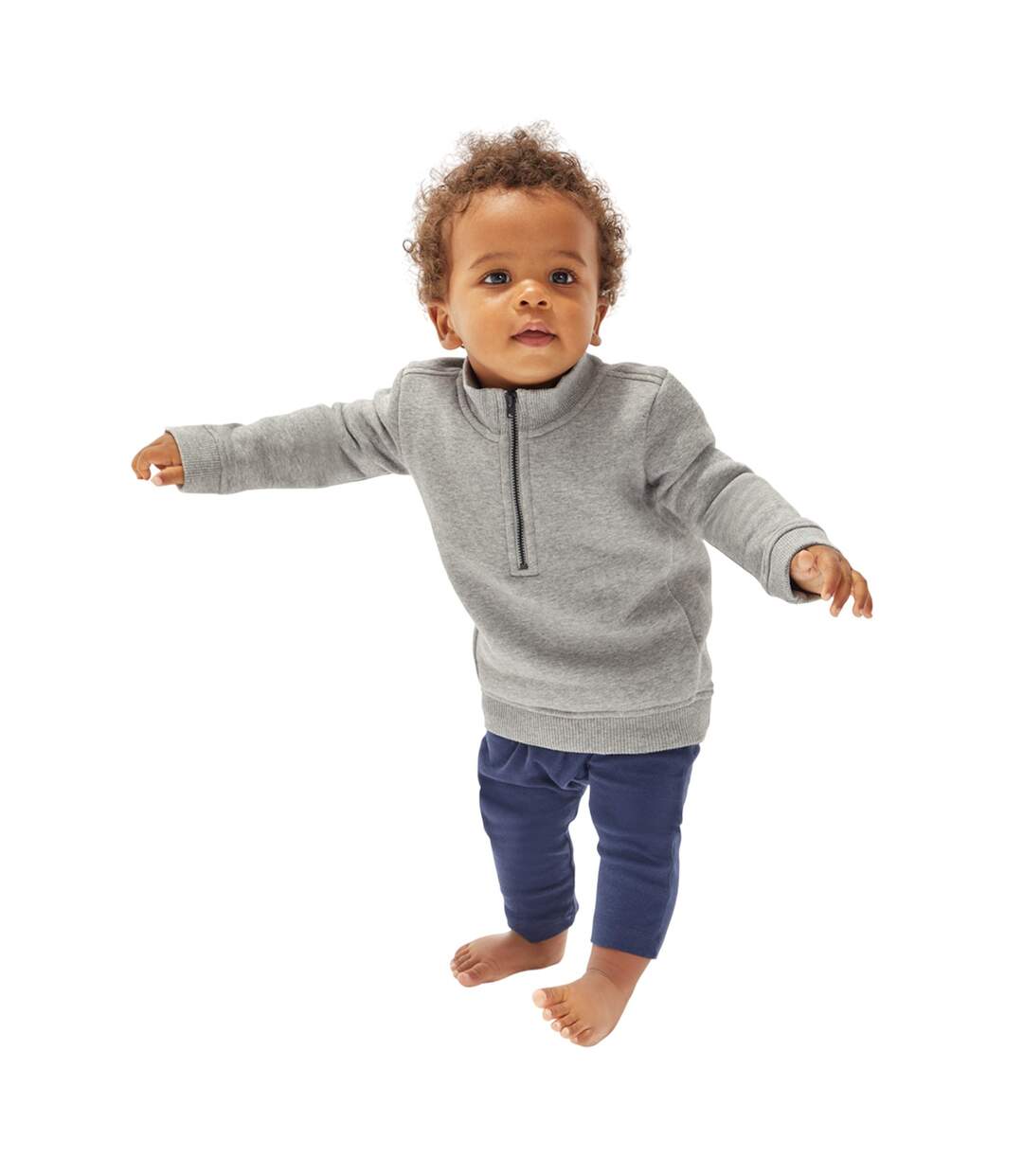 Sweat bébé gris chiné chiné Babybugz-2