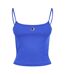 Womens/ladies Cotton Blend Slim Spaghetti Strap Tank Top Blue Champion-1