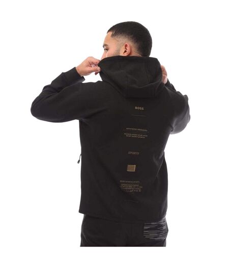 Mens Artwork Full Zip Hoodie Black Boss