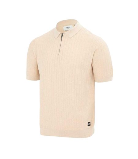 Polo Manches Courtes Motif/style Tricoté Homme Beige Firetrap
