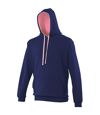 Awdis Varsity Hooded Sweatshirt / Hoodie (Oxford Navy / Candyfloss Pink)