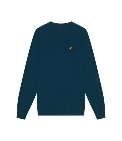 Mens cotton merino crew neck sweater apres navy Lyle & Scott