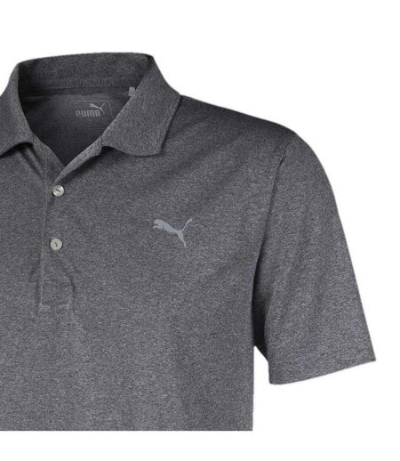 Mens Heathered Performance Polo Shirt Black Puma