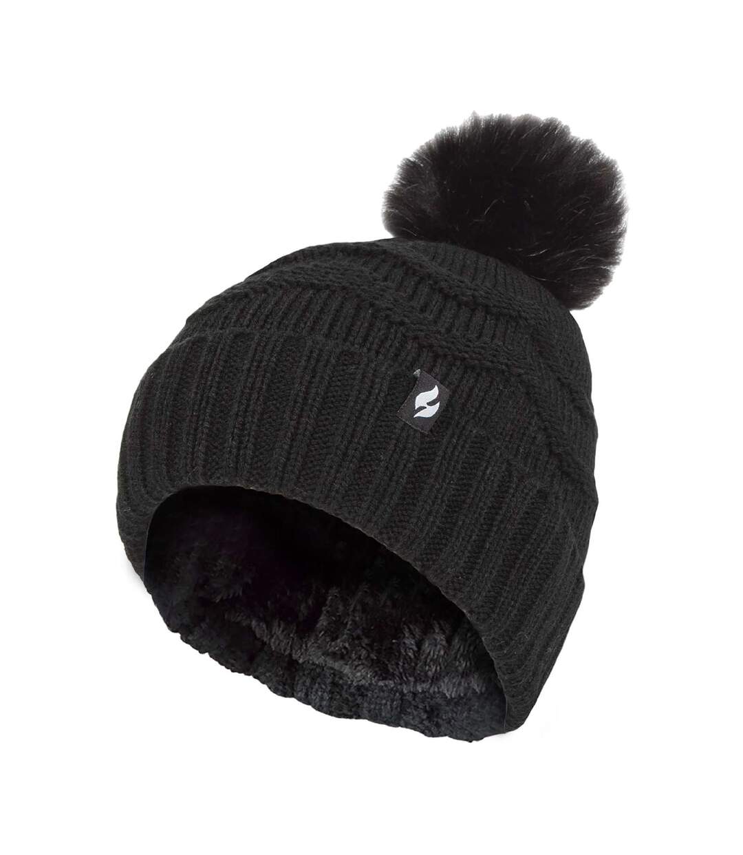 Ladies Zig Zag Turnover Thermal Pom Pom Hat for Winter-1