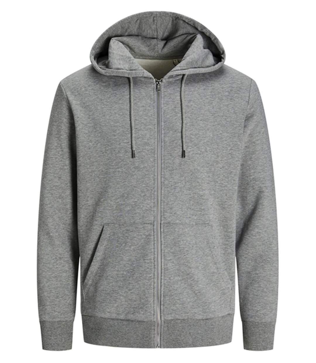 Sweat zippé à capuche - JACK&JONES - Unisexe - JJ3907 - gris clair mélange-1