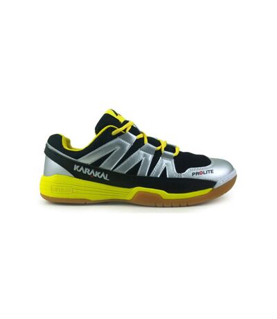 Karakal Mens Prolite Indoor Court Shoes (Silver/Black/Yellow) - UTCS766