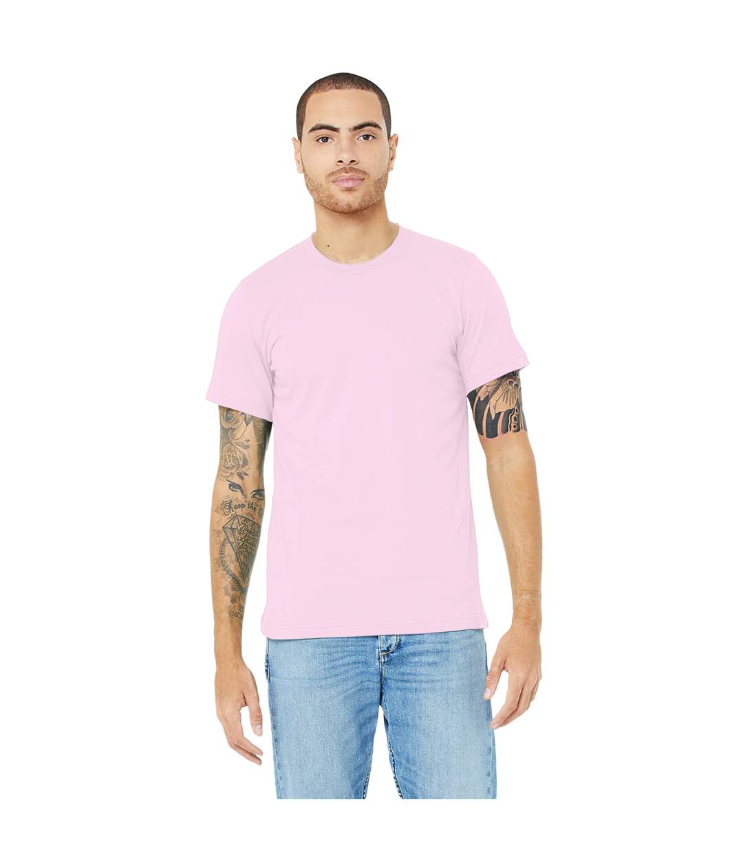 Canvas T-shirt Jersey Hommes Rose Clair Bella + Canvas-1
