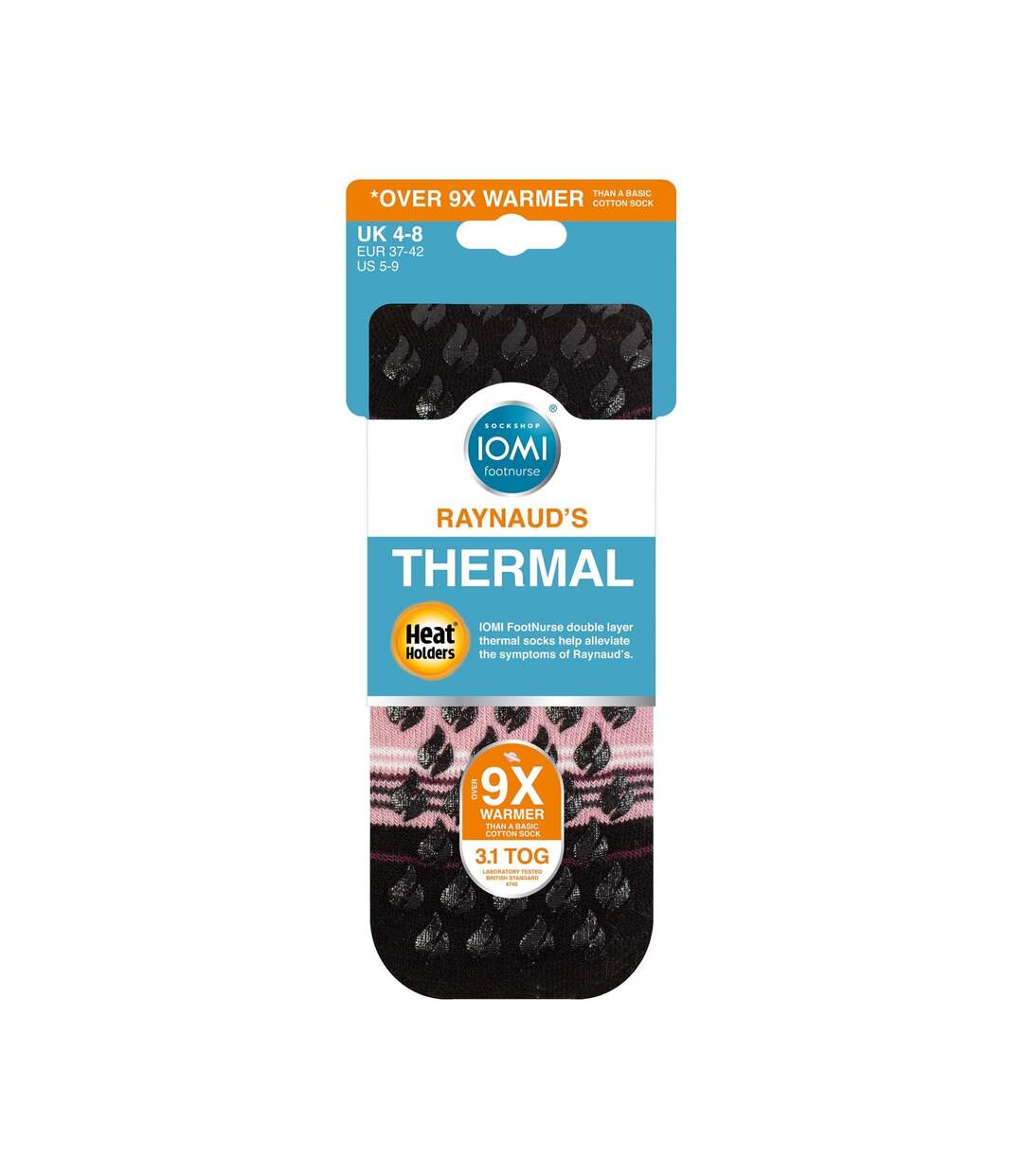 1 Pack Thick 3.1 TOG Non Slip Thermal Slipper Socks for Raynauds-2