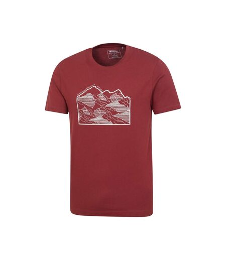 Mens Linear Organic T-shirt Dark Burgundy Mountain Warehouse