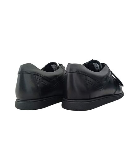 Mens Leather Work Flat Shoes Black Pretty Green