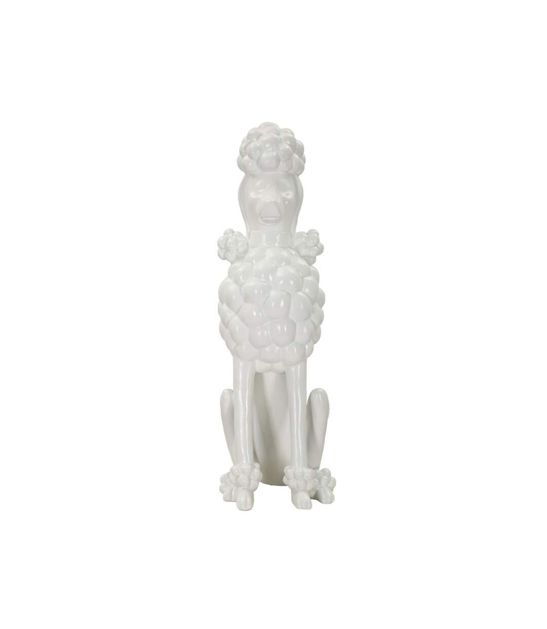 Statue Déco Chien Caniche Assis 61cm Blanc-3