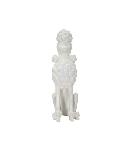 Statue Déco Chien Caniche Assis 61cm Blanc