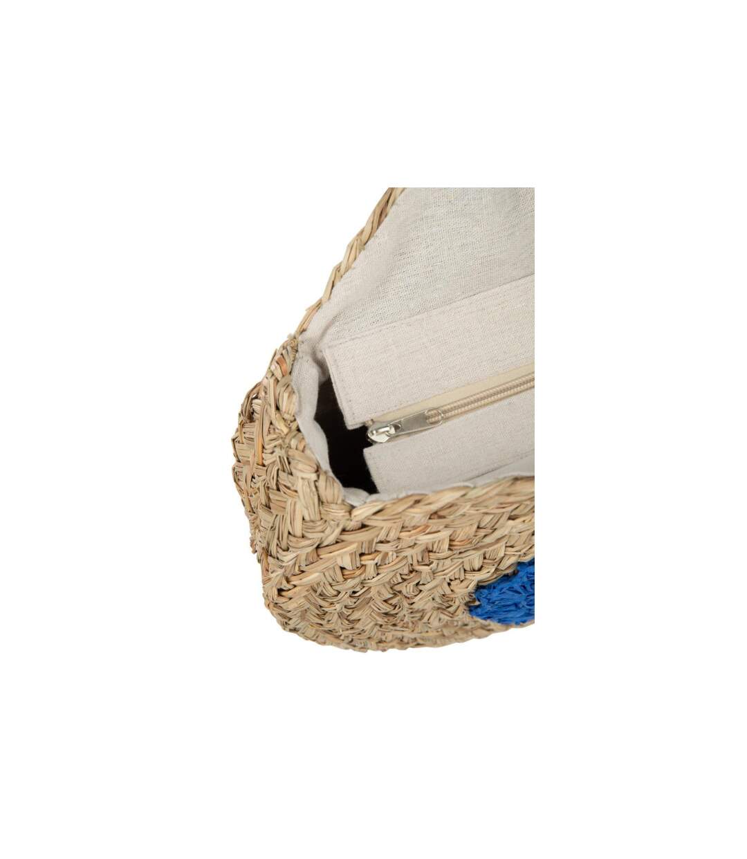 Sac de Plage Fleur 40cm Naturel & Bleu-3