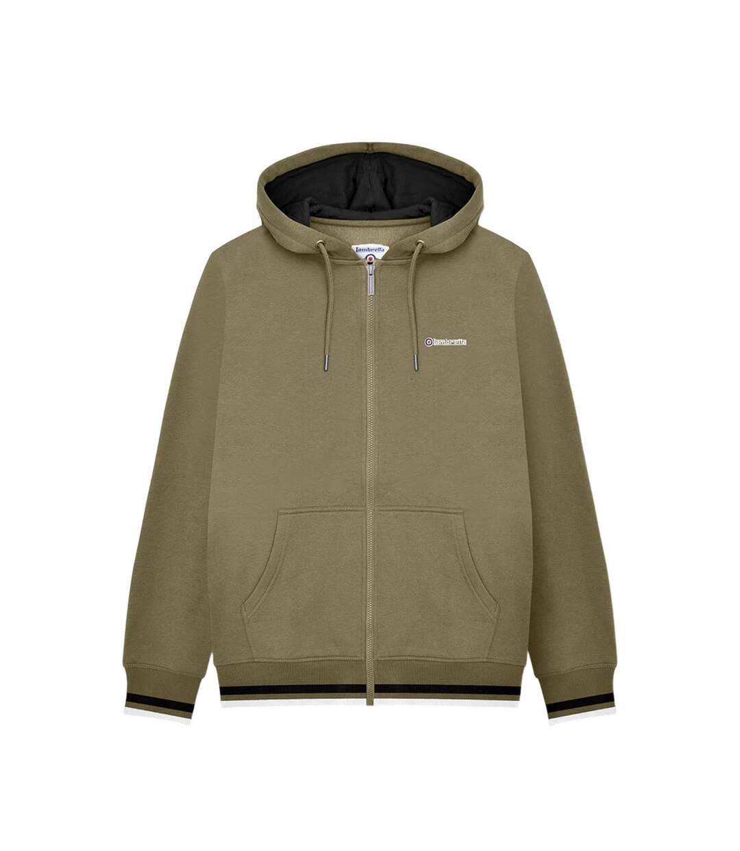 Veste À Capuche Homme Vert Kaki Noir Lambretta-2