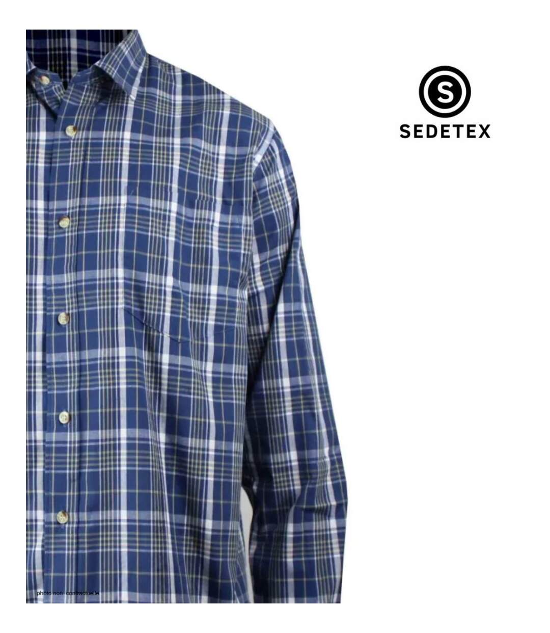 SEDETEX M031 - Chemise à carreaux manches longues pour homme avec coupe confort et repassage facile-4