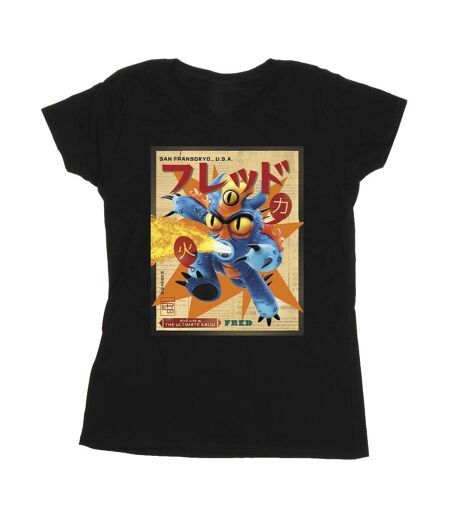 Disney - T-shirt BIG HERO BAYMAX FRED NEWSPAPER - Femme (Noir) - UTBI13108