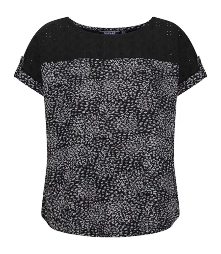 Haut Manches Courtes Roulées Motif/style Abstrait Jaida Femme Noir Abstrait Regatta