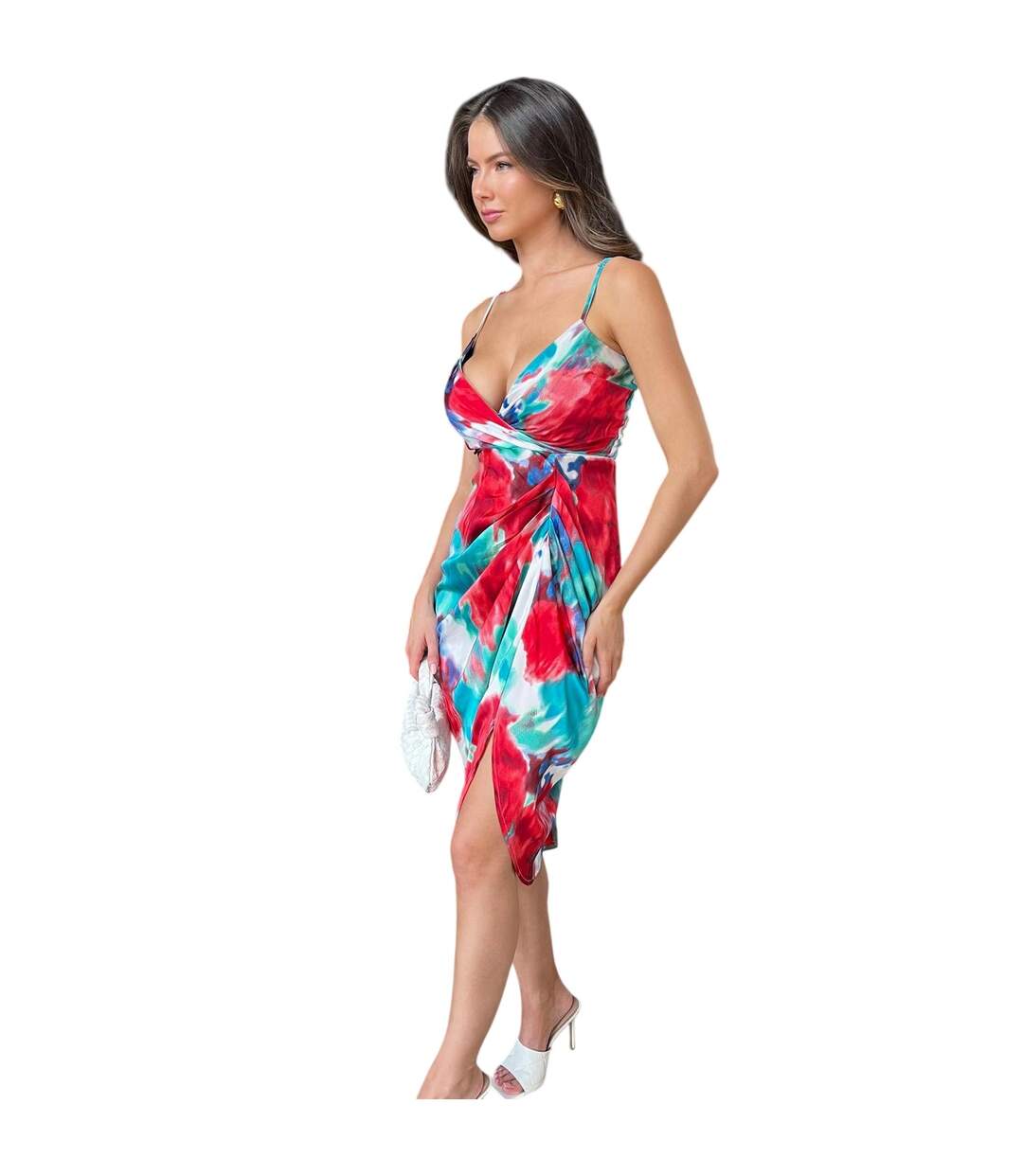 Womens/ladies Tie Dye Polyester Midi Dress Multicoloured AX Paris-4