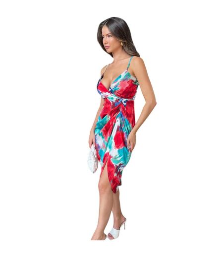 Womens/ladies Tie Dye Polyester Midi Dress Multicoloured AX Paris