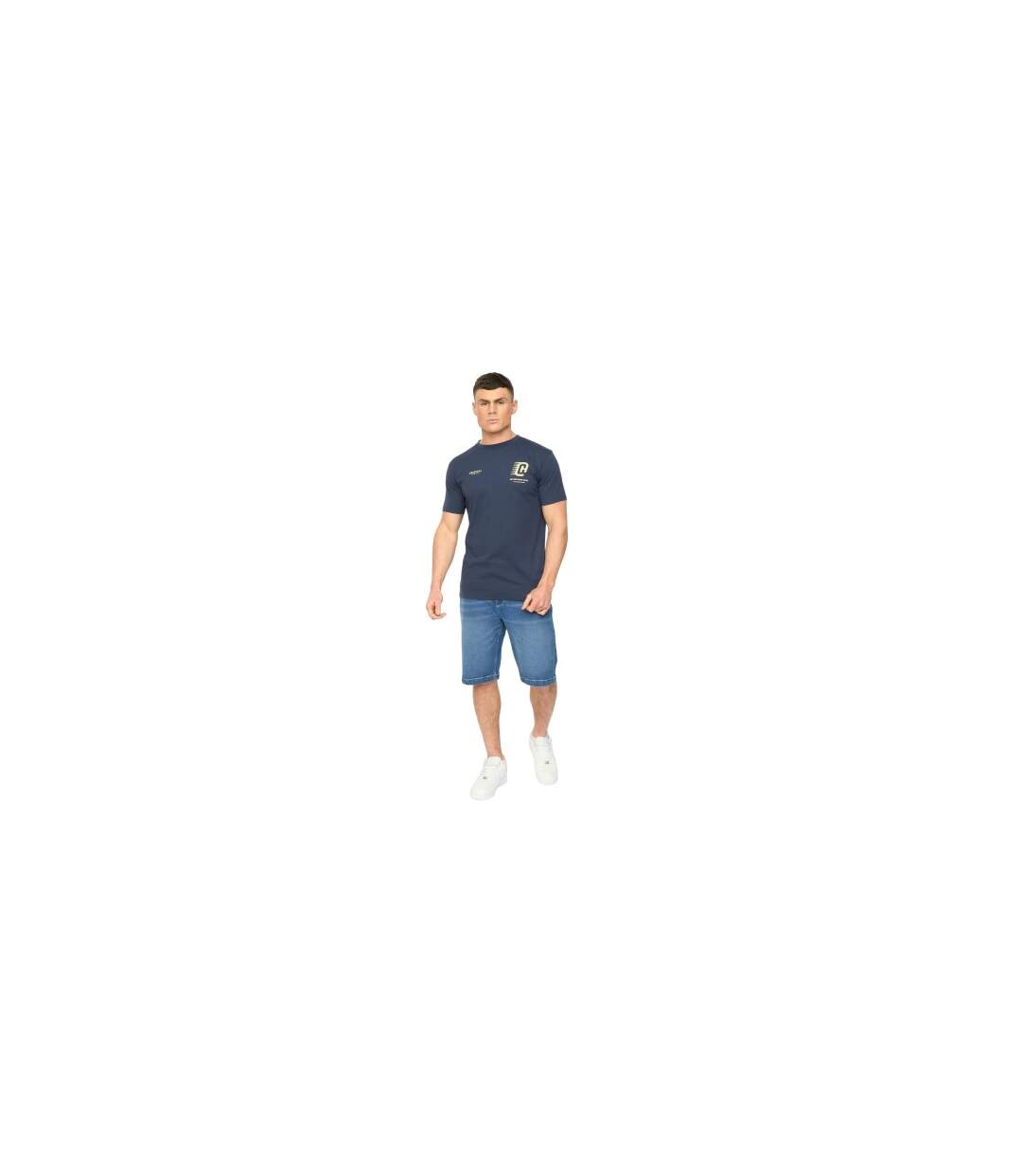 Mens Morville Cotton T-shirt Navy Crosshatch-2